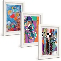 Tulup 3-Delige Schilderij Set - Kleurrijke abstracties met cirkels en geometrische patronen - 20x30 - Wanddecoratie - Moderne Interieurdecoratie - Moderne Wanddecoratie