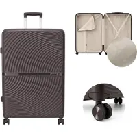 Solier TORIDE 23” – Middelgrote reiskoffer M – Chocoladebruin – Hardcase van PP – 8 zwenkwielen 360°