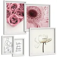 Tulup 4-Delige Schilderij Set - Bloemeninspiratie in romantische boho-stijl - 50 x 50 cm, 20 x 30 cm en 40 x 60 cm - Decoratieve Schilderijen - Woonkamer - Interieur - Interieur Decoratie
