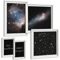 Tulup 4-Delige Schilderij Set - Kosmische inspiratie, positieve boodschappen en motivatie - 50 x 50 cm, 20 x 30 cm en 40 x 60 cm - Muurdecoratie - Decoratieve Schilderijen - Wohnzimmer