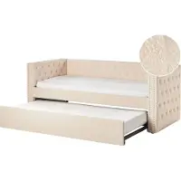 Beliani GASSIN - Onderschuifbed - Lichtbeige - 90 x 200 cm - Bouclé