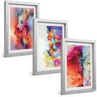 Tulup 4-Delige Schilderij Set - Kleurrijke abstracties met dynamische vormen en figuren - 20 x 30 cm - Moderne Wanddecoratie - Woonkamer - Woonkamer Decoratie