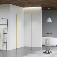 FortiFura Galeria inloopdouche - 100x200cm - helder glas - plafondarm - PVD - geborsteld messing (goud) SW797915/SW797910/SW804543