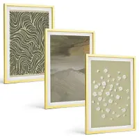Tulup 4-Delige Schilderij Set - Golvende en abstracte patronen met boho-bloemen - 40 x 60 cm - Muurdecoratie - Schilderijen Set - Woonkamer - Decoratieve Schilderijen