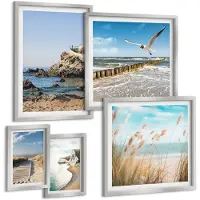 Tulup 4-Delige Schilderij Set - Kustlandschappen met stranden en kalm water - 50 x 50 cm, 20 x 30 cm en 40 x 60 cm - Moderne Wanddecoratie - Woonkamer - Stijlvolle Muurdecoratie