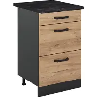 Vicco Keukenonderkast R-Line, Goudkleurig Eiken/Antraciet, 50 cm antraciet werkblad