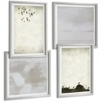 Tulup 4-Delige Schilderij Set - Vliegende zwerm vogels, industriële texturen - 40 x 40 cm en 40 x 60 cm - Schilderijen Set - Wanddecoratie - Woonkamer - Interieur Decoratie