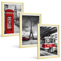 Tulup 4-Delige Schilderij Set - Iconische steden: Londen, Parijs en het spoorvervoer - 40 x 60 cm - Muurdecoratie - Schilderijen Set - Woonkamer - Woonkamer Decoratie
