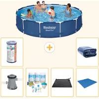Bestway Steel Pro, ronde opblaasbare zwembad - 396x84 cm - 7-delig, model S21610