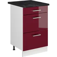 Vicco Keukenonderkast R-Line, Rode hoogglans/Wit, 50 cm antraciet werkblad
