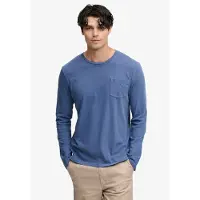 Superdry Katoenen Linnen Longsleeve Top Met Zak Blue Grootte: M