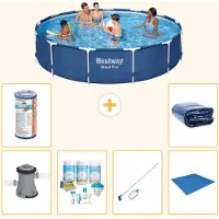 Bestway Steel Pro, ronde opblaasbare zwembad - 396x84 cm - 7-delig, model S21619