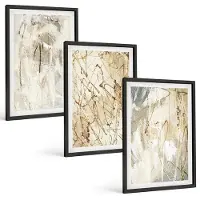 Tulup 4-Delige Schilderij Set - Abstracte patronen in beige en grijze tinten. - 40 x 60 cm - Decoratieve Muurdecoratie - Slaapkamer