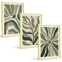 Tulup 4-Delige Schilderij Set - Plantenpatronen in tinten groen en beige - 40 x 60 cm - Muurdecoratie - Decoratieve Schilderijen - Wohnzimmer