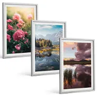Tulup 4-Delige Schilderij Set - Bloemen in de tuin, bergen en een kalm wateroppervlak. - 40 x 60 cm - Wanddecoratie - Muurdecoratie - Woonkamer - Decoratieve Schilderijen