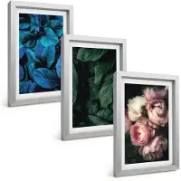 Tulup 4-Delige Schilderij Set - Bladeren en bloemen in verschillende kleuren - 20 x 30 cm - Muurdecoratie - Wanddecoratie - Hal - Decoratieve Schilderijen
