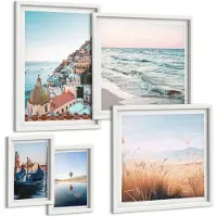 Tulup 4-Delige Schilderij Set - Charmante uitzichten op kustplaatsen en landschappen - 50 x 50 cm, 20 x 30 cm en 40 x 60 cm - Moderne Wanddecoratie - Slaapkamer