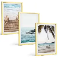 Tulup 4-Delige Schilderij Set - Trap naar het strand, uitzicht op zee en schommel in een palmboom - 40 x 60 cm - Decoratieve Schilderijen - Woonkamer - Interieur - Woonkamer Decoratie