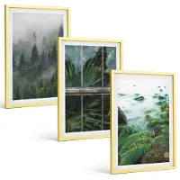 Tulup 4-Delige Schilderij Set - Bos in de mist, rivieroever en kas met planten - 40 x 60 cm - Stijlvolle Muurdecoratie - Slaapkamer