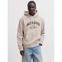 Jack & Jones Sweatshirt 'JJEDENVER' beige / zwart