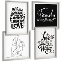 Tulup 4-Delige Schilderij Set - Familie, liefde, warmte, thuis, inspirerende citaten - 40 x 40 cm en 40 x 60 cm - Wanddecoratie - Moderne Interieurdecoratie - Muurdecoratie