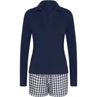 Triumph Pyjama ' Red Label Elevated Sets ' nachtblauw / wit
