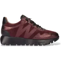 Wonders Dames Leren Odisei sneakers in granaatrood (40), Leer, Plat, 1 tot 3 cm, Veters, Casual, Bordeaux A-24110