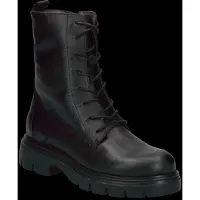 Wonders Dames Leren Enkellaarzen Alice zwart (39), Leer, Plat, Veters, Casual A-4313