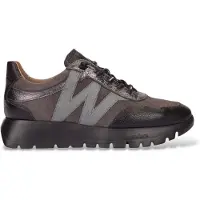 Wonders Dames Leren sneakers Odisei grijs (36), Leer, Zwart, Plat, 1 tot 3 cm, Veters, Casual A-24110
