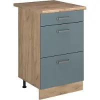 Vicco Keukenonderkast R-Line, Blauw-grijs/Goudkleurig Eiken, 50 cm goudkleurig eiken werkblad