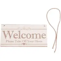ISTOVO 4X Welcome Please Take Off Your Shoes Hanging Plaque Sign House Porch Decor Gift