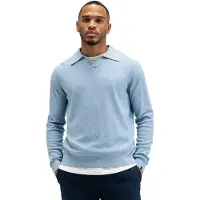 Butcher of Blue Poloshirt lichtblauw v-hals lange mouw