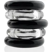 Hünkyjunk - Jacker - 5-Stack Stapelbare Cockringen - Zwart/Transparant