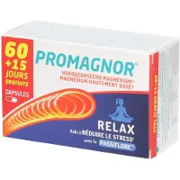 Promagnor Relax Hooggedoseerd Magnesium 350 mg & Passiflora 200 mg & Vitamines B + 15 capsules Gratis 60+15 St Harde capsules