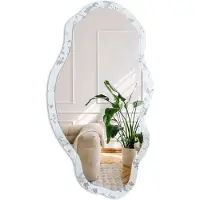 Coloray Botanische Bloemen Spiegel - Blauw Rechthoekige Spiegel Met Modern Design - Organische Spiegel - Slaapkamer, Woonkamer, Hal - Klassiek - 45x90 cm - Totale afmeting 52x97 cm