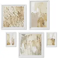 Wallfluent 5-Delige Schilderij Set - Abstracte Composities In Een Moderne Stijl Met Textuur - 50 x 50 cm, 20 x 30 cm En 40 x 60 cm - Muurdecoratie - Wanddecoratie - Hal - Interieur Decoratie