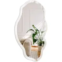 Coloray Marmeren Elegantie Spiegel - Wit Rechthoekige Spiegel Met Modern Design - Organische Spiegel - Badkamer, Woonkamer, Keuken - Minimalistisch - 45x90 cm - Totale afmeting 52x97 cm