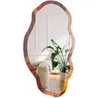 Coloray De Energie Van De Natuur Spiegel - Oranje Rechthoekige Spiegel Met Modern Design - Organische Spiegel - Woonkamer, Kantoor, Hal - Abstract - 45x90 cm - Totale afmeting 52x97 cm