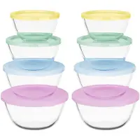 Vivalto Vershoudbakjes met deksel - glas - set 8x stuks - 800/1000/1600/2100 ml - luchtdicht - met clips