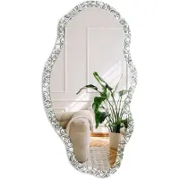 Coloray Groen Ornament Spiegel - Groen Rechthoekige Spiegel Voor Interieur - Organische Spiegel - Woonkamer - Geometrisch - 45x90 cm - Totale afmeting 52x97 cm