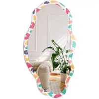 Coloray Kleurrijke Harten Spiegel - Geel Moderne Rechthoekige Wandspiegel - Organische Spiegel - Slaapkamer, Woonkamer - Pop Art - 45x90 cm - Totale afmeting 52x97 cm