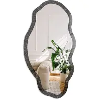 Coloray Zwart Terrazzo Spiegel - Zwart Stijlvolle Wandspiegel - Organische Spiegel - Badkamer, Kantoor, Keuken - Minimalistisch - 45x90 cm - Totale afmeting 52x97 cm