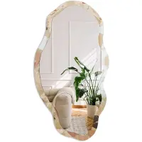 Coloray Modern Mozaïek Spiegel - Beige Rechthoekige Spiegel Met Modern Design - Organische Spiegel - Woonkamer - Minimalistisch - 45x90 cm - Totale afmeting 52x97 cm