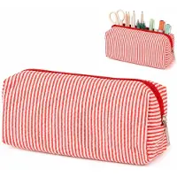 VHV - Grote Etui - 21x7.5x8 cm - Ruime Pennenzak van Polyester - Grote Capaciteit Stationery Pouch voor School & Kantoor - Duurzame Potlodenetui - Rood