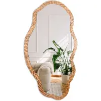 Coloray Houten Constructie Spiegel - Bruin Moderne Rechthoekige Wandspiegel - Organische Spiegel - Woonkamer - Rustiek - 45x90 cm - Totale afmeting 52x97 cm