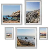 Wallfluent 5-Delige Schilderij Set - Abstracte Berglandschappen Met Inspirerende Belettering - 20 x 30 cm - Muurdecoratie - Interieur Decoratie