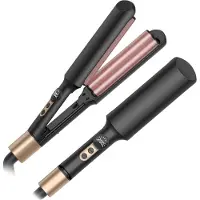 VHV Professionele 2-in-1 Krultang - Digitale Temperatuurregeling met Display - Smalle Platen voor Wavy Hair en Stijl Haar - Constante Temperatuur Krultang - Geschikt voor Golvende Krullen