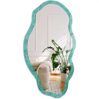 Coloray Oosterse Mozaïek Spiegel - Turkoois Strakke Rechthoekige Spiegel - Organische Spiegel - Badkamer, Woonkamer, Slaapkamer - Geometrisch - 45x90 cm - Totale afmeting 52x97 cm