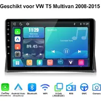 Hexinex lINUX Draadloos Carplay & Andriod Auto Geschikt voor VW T5 Multivan 2008-2015 - 9 Inch HD TouchScreen - Bluetooth - GPS navigatie- WiFi - FM - RDS- Airplay