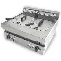 HCB - Professionele grote Horeca frituurpan - dubbele Friteuse - 2 x 10 liter - 400V - RVS / INOX frietketel - 65x70x32 cm (DxBxH) - 15000W - 8614